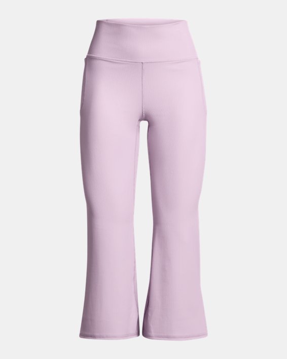 Women's UA Meridian Rib Crop Flare Pants, Purple, pdpMainDesktop image number 4